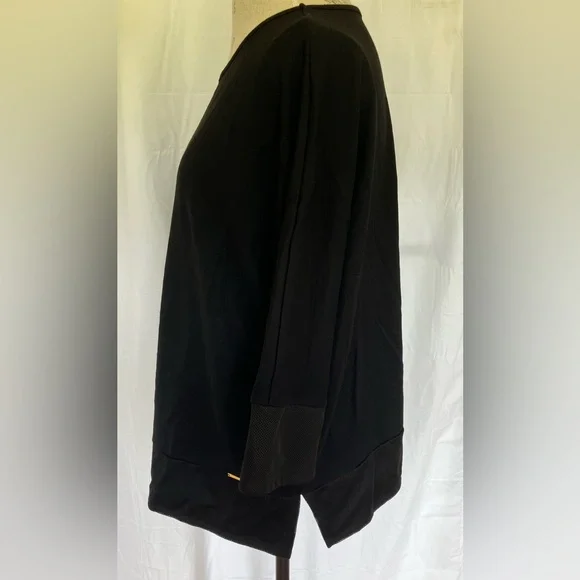 Anne Klein Womens Mesh Accent Bell Sleeved Blouse in Classic Black Sz 2X - Picture 2 of 7